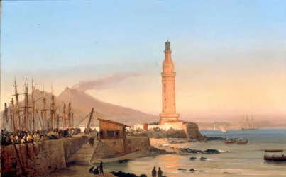 Uitzicht op de vuurtoren van Santa Lucia in Napels